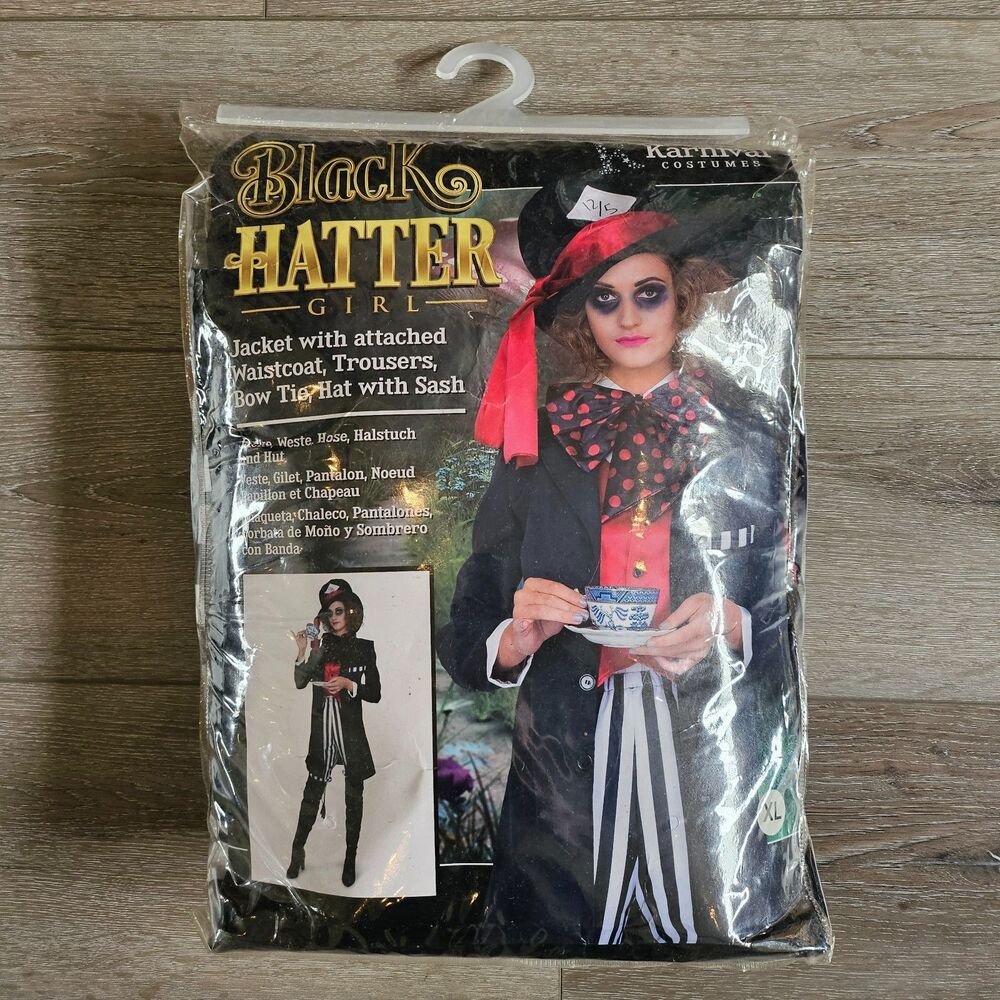 Black Mad Hatter Girl Costume Girls XL 18/20 Juniors Alice in Wonderland Cosplay